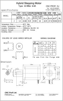 Schrittmotor 21,5 Nm 6,8 A - Welle fi.19 mm - Flansch 110 mm